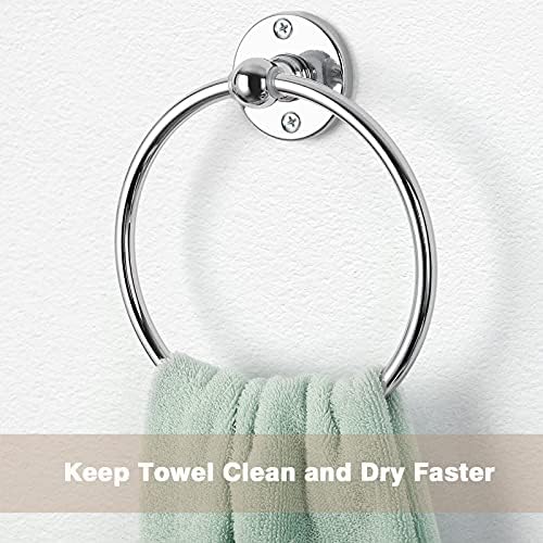 BKOH ETELI 3-Piece Bathroom Towel Ring and Toilet Paper Holder Set Silver