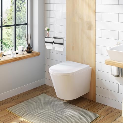 Efficient Durable Double Roll Toilet Paper Holder with Shelf Storage