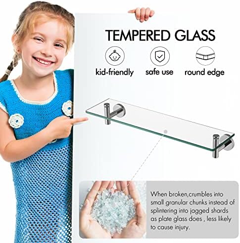 KES Tempered Glass Shelf for Bathroom - Rustproof Safe