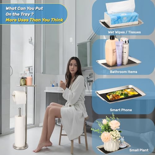 Sturdy Stainless Steel ToileT Paper Holder with Shelf for Bathroom