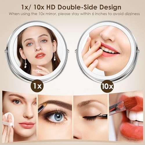Wall-Mounted Makeup Mirror with Lights 8 Rechargeable Vanity Mirror