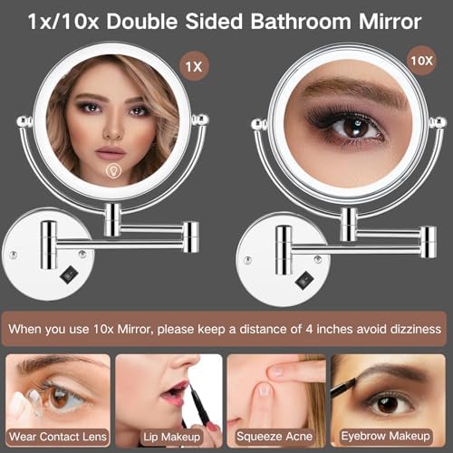 Stylish Wall-Mounted MakeupMirror with LED Lighting