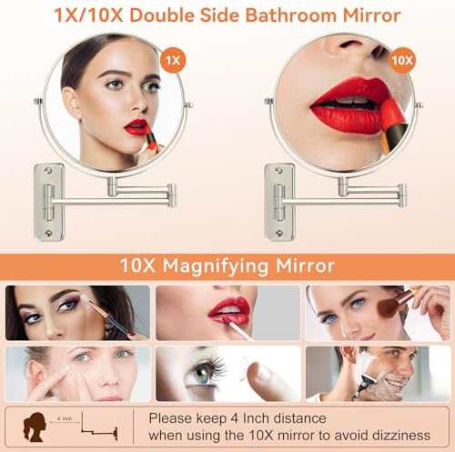 AumVum 10x Magnifying Extendable Makeup Mirror for Grooming