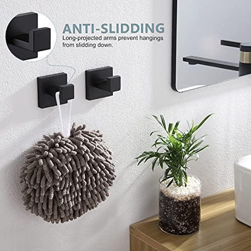 Sturdy Matte Black Robe Hook for Bathroom More