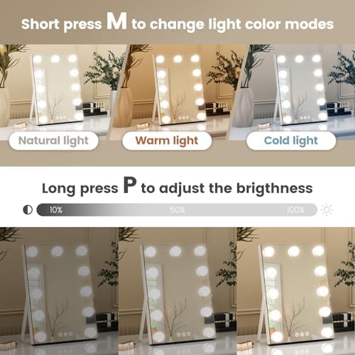 11x14 Interactive Vanity Mirror wLED Light Charging Port for Makeup