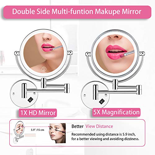 Wall-Mounted Makeup Mirror with LED Light