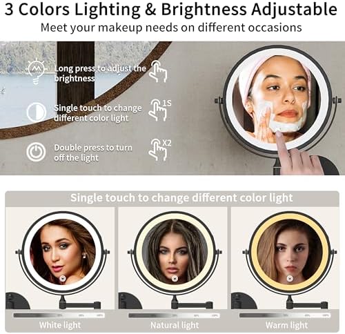 8-Inch Rechargeable LED Makeup Mirror with Extendable 360 Swivel