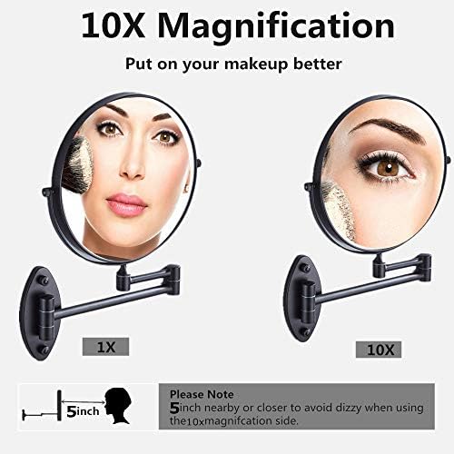 HIHIA 10x Magnifying Oil Rubbed Bronze Wall-Mounted Makeup Mirror
