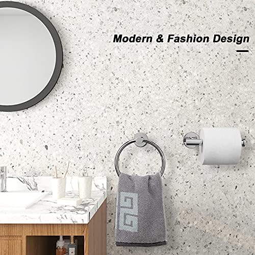 NearMoon 2-Piece Stainless Steel Bath Towel Ring Holder Chrome Finish