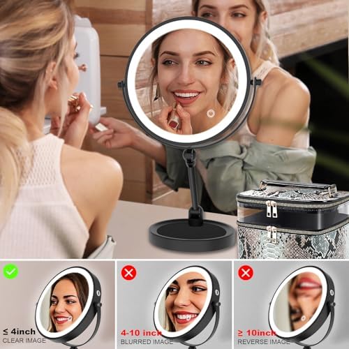 SanaWell 8-Inch Black Makeup Mirror Compact Magnifying