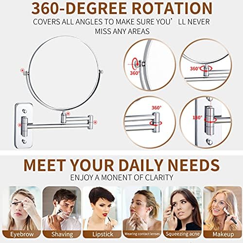 ZADIKO 8-inch Double-Sided Wall-Mounted Makeup Mirror
