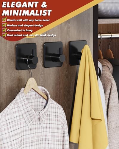 Heavy Duty Stainless Steel Adhesive Hooks 5 Pack