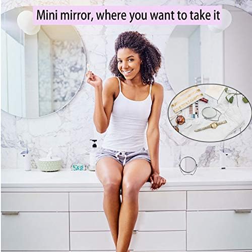 Portable Two-Sided Round Makeup Mirror with Magnification