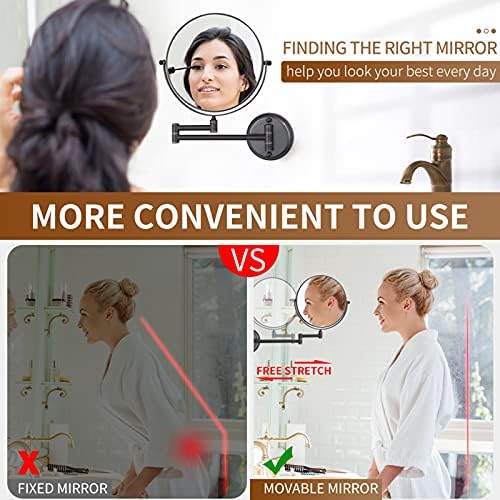 Wall Mounted Double Sided Magnifying Mirror for MakeUp and Shaving