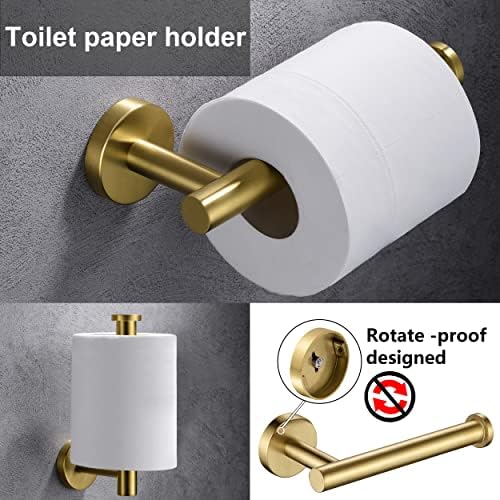 Sturdy Gold Toilet Paper Holder Towel Ring Set Stainless Steel Bathroom Accessory