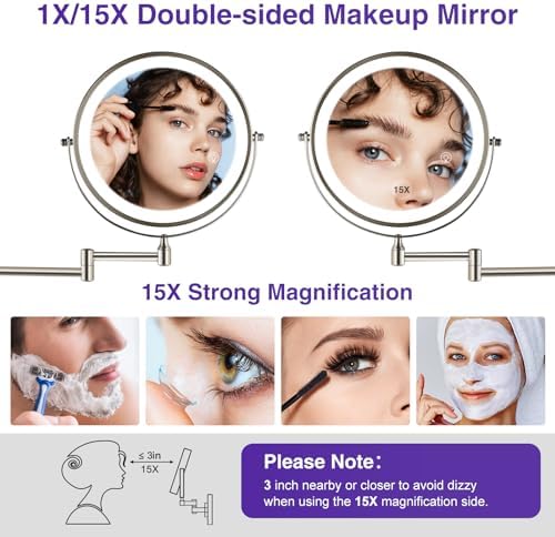 GREENFROM Magnifying Mirror with Lights 1x15x