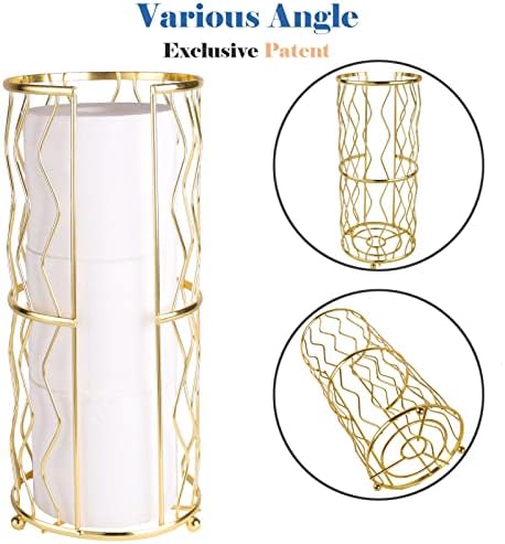 MegierFunctional Metal Standing Toilet Paper Holder for 3 Rolls Compact Rust-Resistant