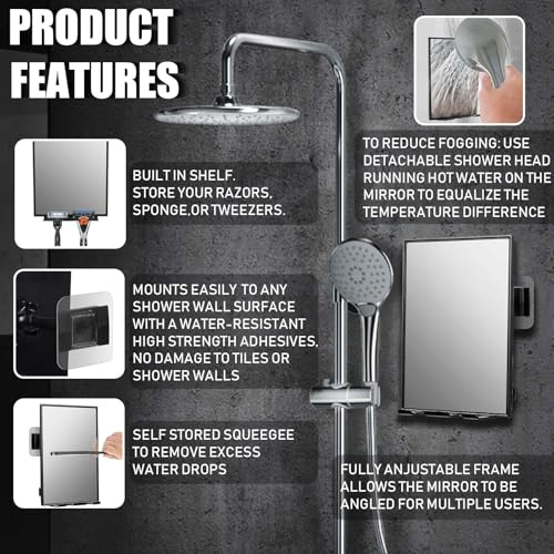 QiShui 360 Rotate Reusable Shower Mirror for Shaving