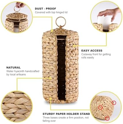 Stylish Wicker Toilet Paper Holder for 3 Roll Storage