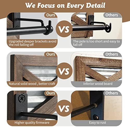 Rustic Farmhouse Toilet Paper Holder - Rustic Brown Wood Galvanized Metal