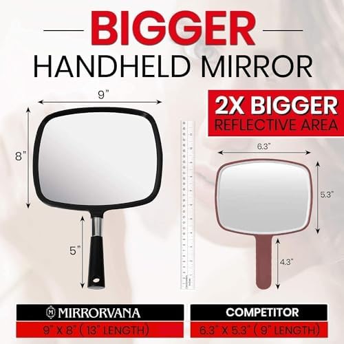 MIRRORVANA Large Hand Mirror withComfortable Handle