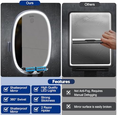 Adjustable LED Fog-Free Shaving Mirror for Bathroom