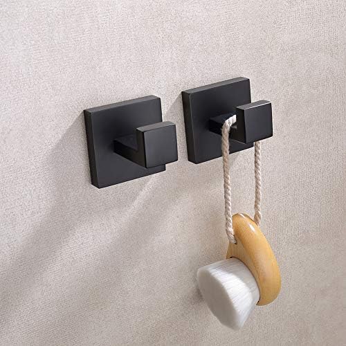 TASTOS Bath Towel Hooks Matte Black 2 Pack