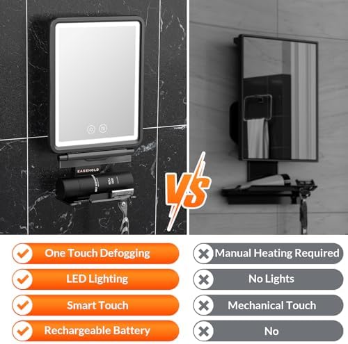 EASEHOLD - Heated Fogless Shower Mirror for Shaving