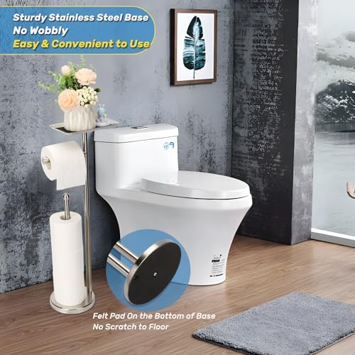 Sturdy Stainless Steel ToileT Paper Holder with Shelf for Bathroom