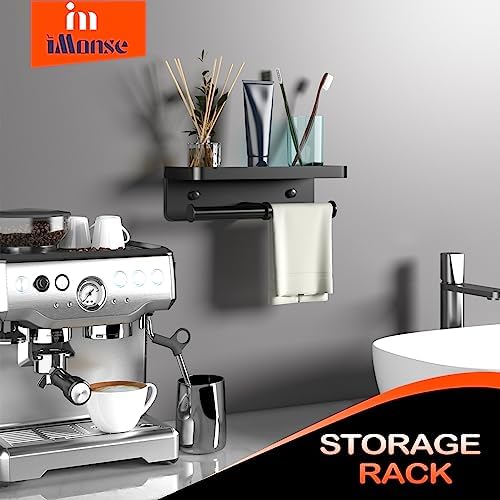iMonse Double Toilet Paper Holder with Shelf - Matte Black