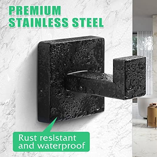 Stainless Steel Heavy Duty Wall-Mounted Towel Robe Hooks - Matte Black 2-Pack
