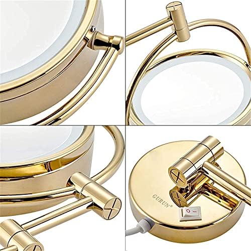 Gold LED Magnifying Vanity Mirror with Extendable Surface
