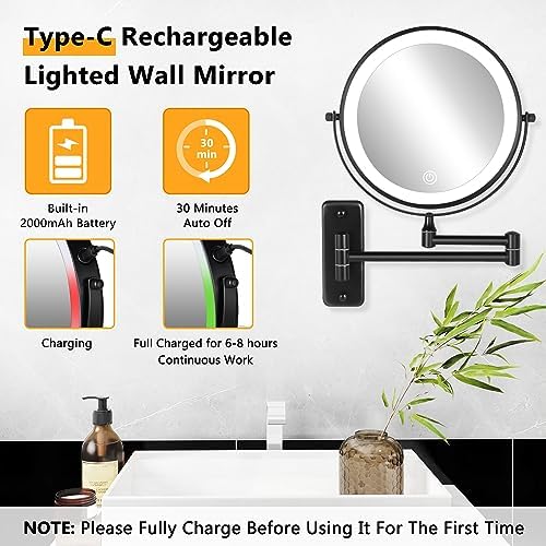Decluttr Rechargeable Wall-Mounted Makeup Mirror