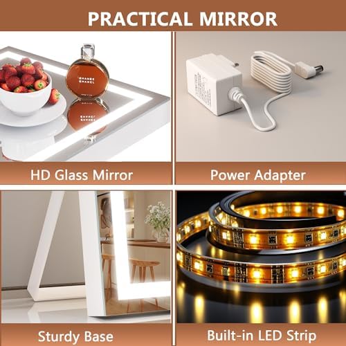 Vanity Mirror with Smart Lighting Rotation For Perfect Touch