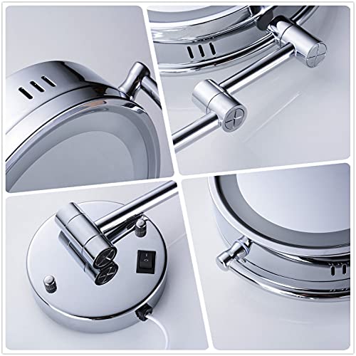 Cavoli - Wall Mounted Makeup Mirror 10x Magnification Chrome Finish