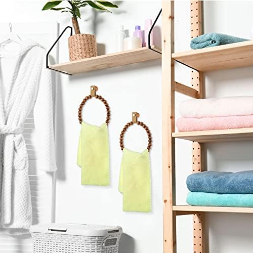 Vesici BohoFarmhouse Towel Rack Set - Rustic Bohemian Bathroom Kitchen Decor