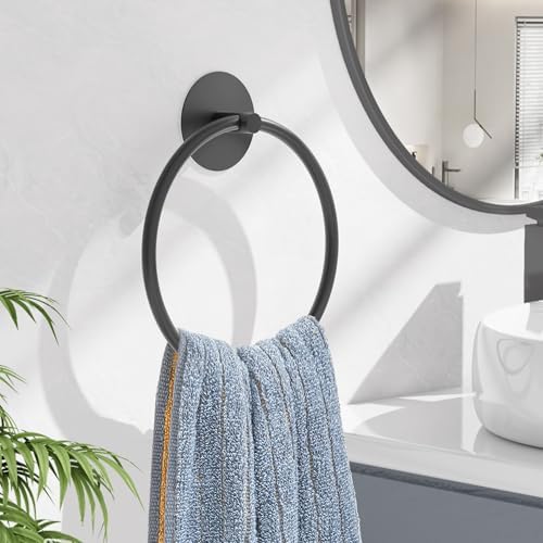Matte Black Bathroom Towel Ring - Sturdy Durable Organization Solution for female