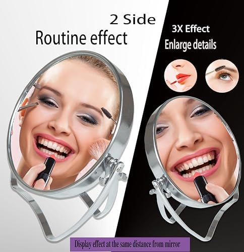 Portable Two-Sided Round Makeup Mirror with Magnification