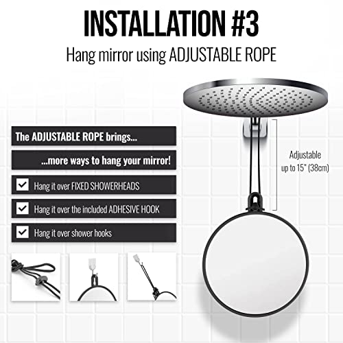 MirrorVana Small Showershturnstile with 3 Attachments Shatterproof Anti-Fog Spray Portable