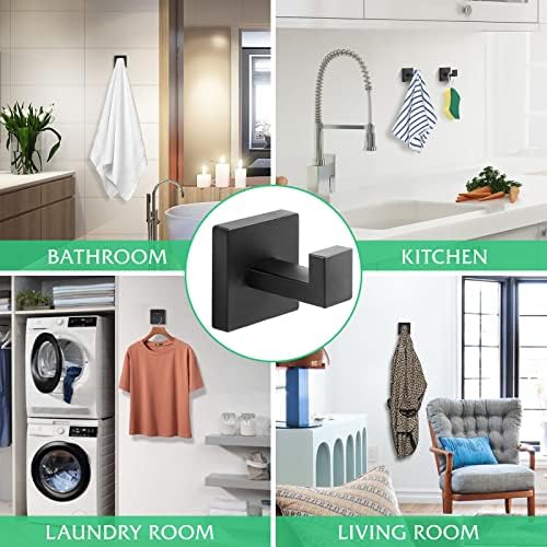 Stainless Steel Heavy Duty Wall-Mounted Towel Robe Hooks - Matte Black 2-Pack