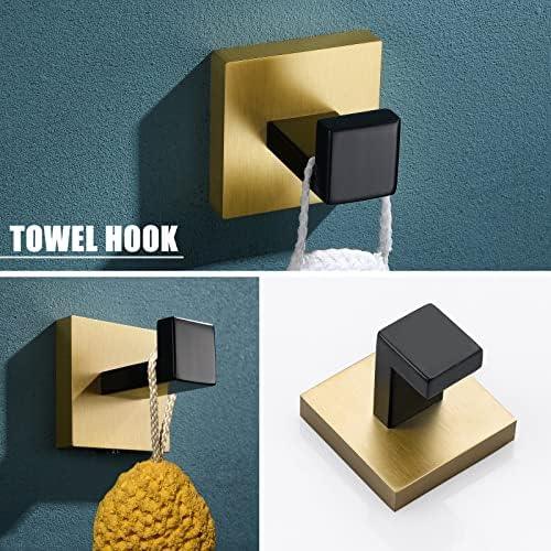 YACVCL 5-Piece Black and Gold Towel Bar Set