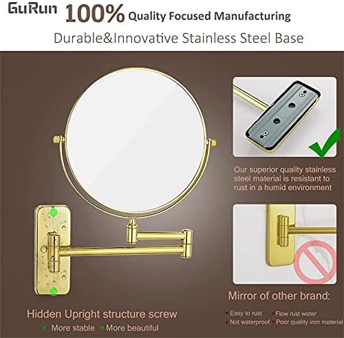 Wall Mounted Makeup Mirror 10X Magnification Gold