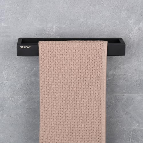 GERZWY Modern Black Wall-Mounted Towel Holder
