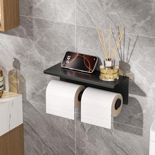 FORIOUS Double Toilet Paper Holder with Shelf