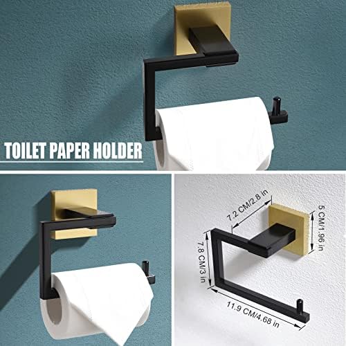 YACVCL 5-Piece Black and Gold Towel Bar Set
