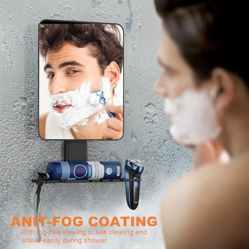 Fog-Free Shower Mirror with Dual Holders No More Fogging Struggles