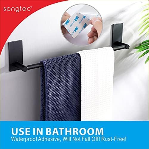 Adhesive 24-inch Bath Towel Bar Easy Install Premium Steel No Drill Needed