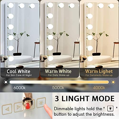 Large Vanity Mirror with Bluetooth Dimmable Lighting for Make-up