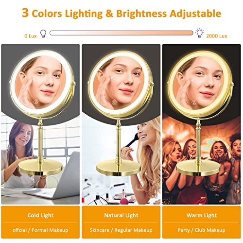 Rechargeable 8 Makeup Mirror with LED Lights and Touch Sensor