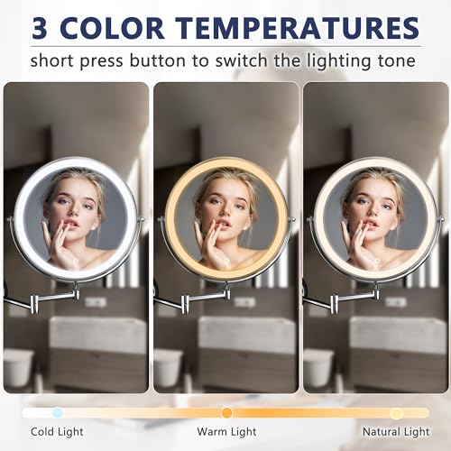 10-Inch Wall-Mounted Makeup Mirror with Dual Lighting